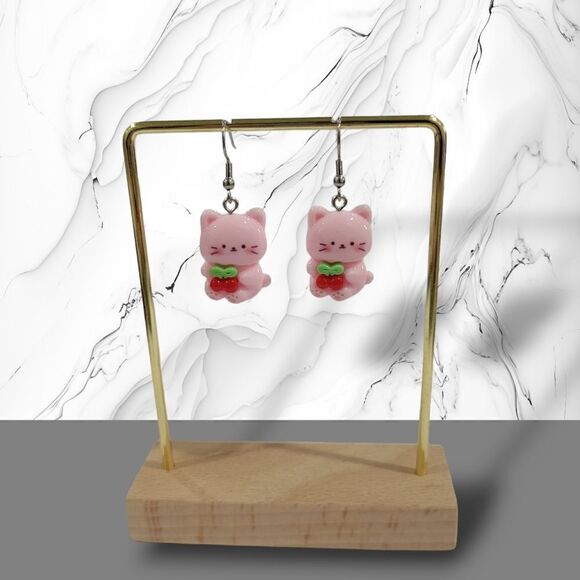 🍒Cherry Cat Earrings🍒(2-A006) - Picture 3 of 6